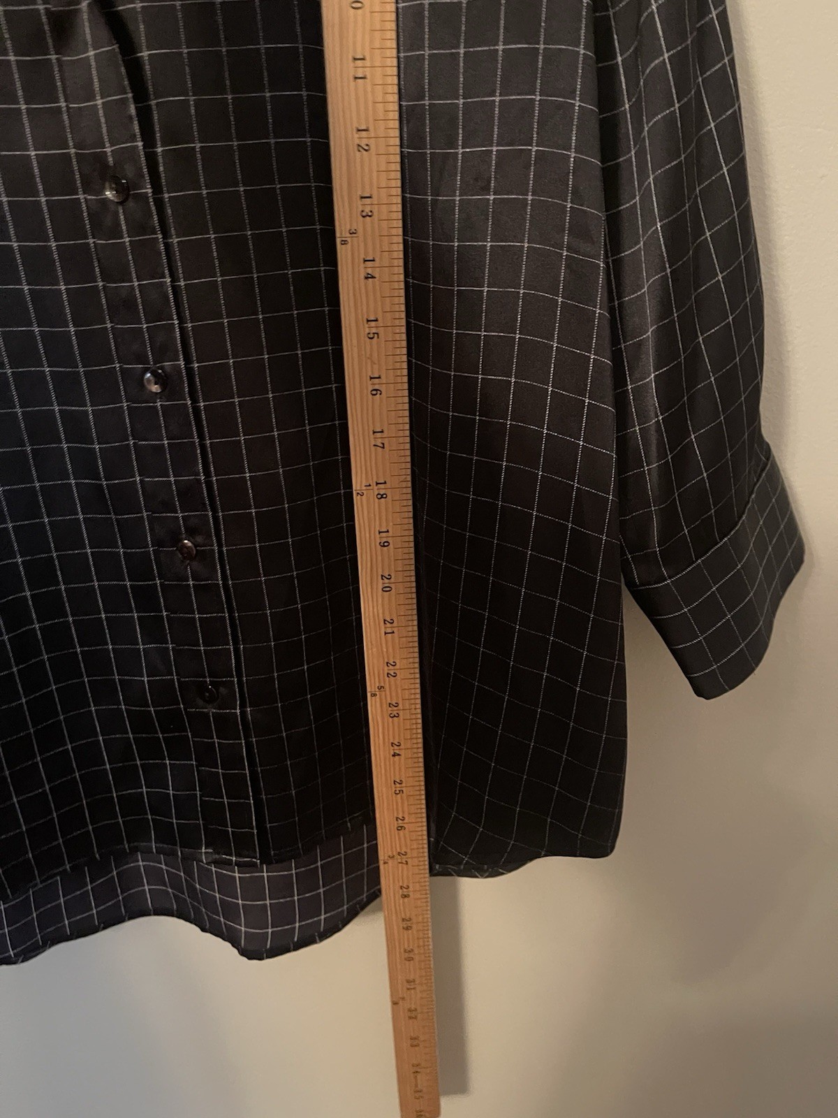 L’AGENCE Dani Silk Blouse Top Shirt In Black WindowPane Check Large L NEW NWT