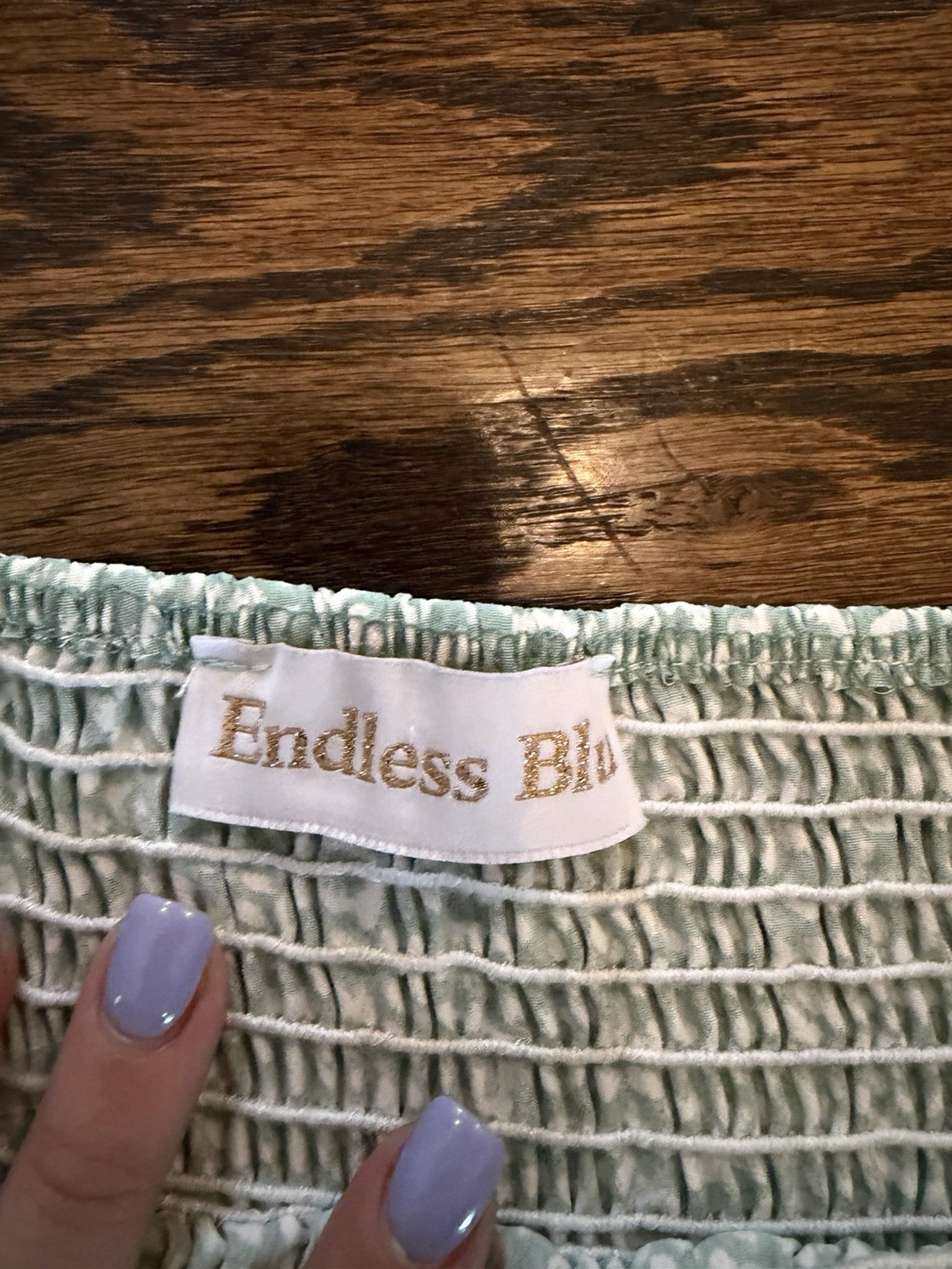 Endless Blu Women’s Smocked Strapless Floral Cropped Tube Top Green/White Size S