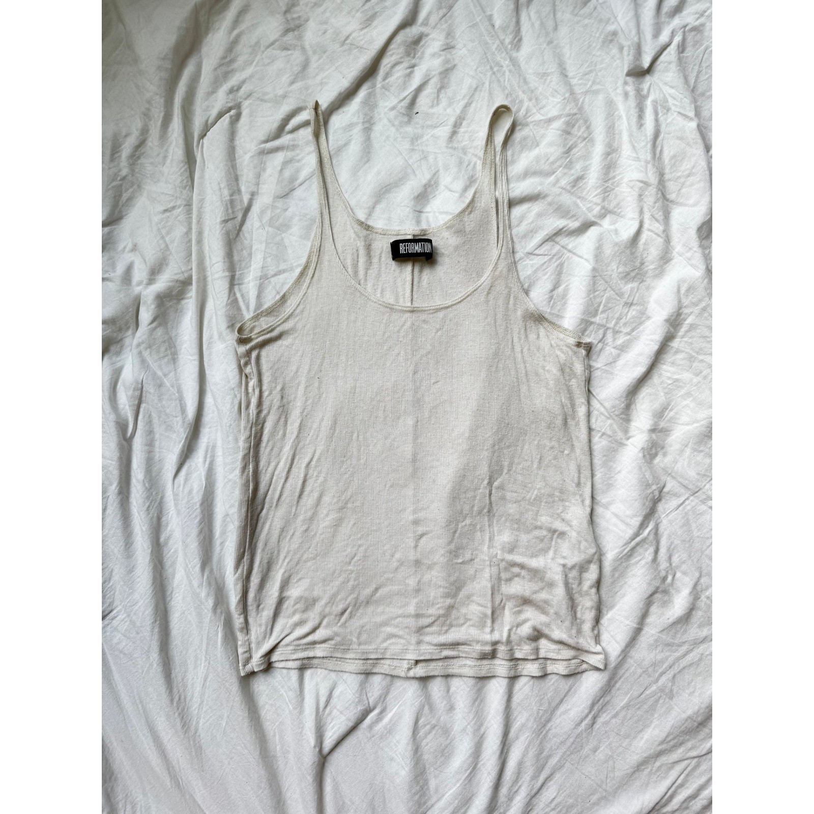 Reformation Ribbed Tank Top Cream Women’s Size Small
