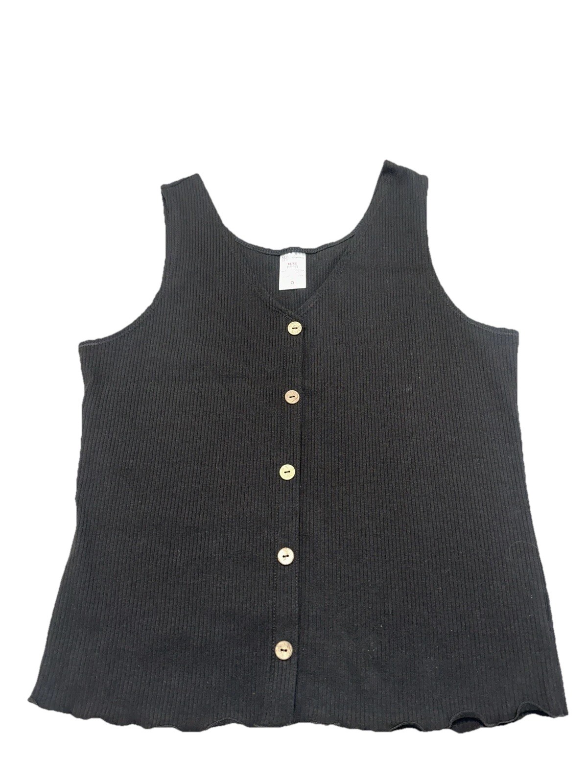 No Boundaries Juniors Rib Button Front Tank Top SIZE XL (15-17) Black NEW