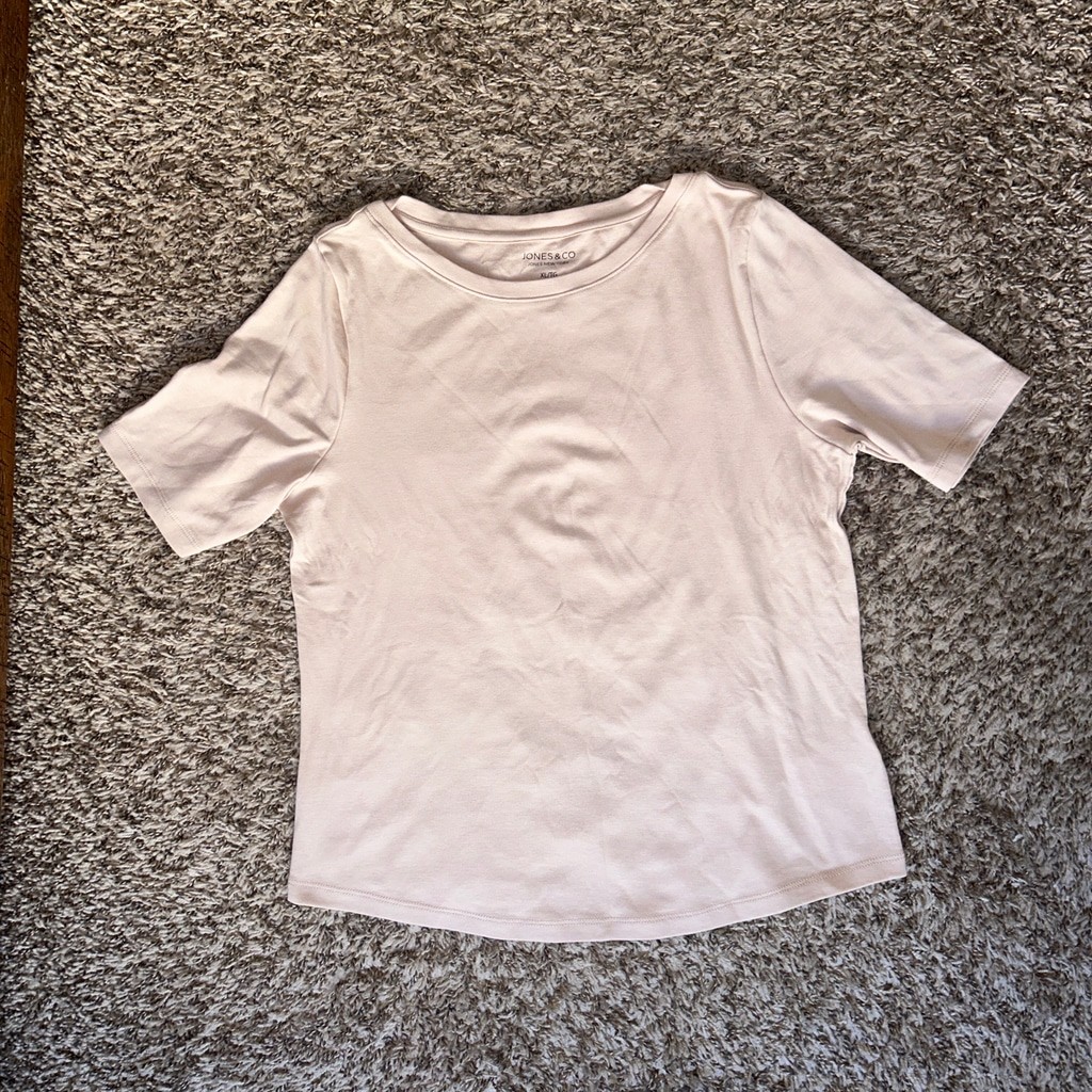 Women’s Cotton and Modal Jones & Co Short Sleeve Tee, Light Pink Size XL