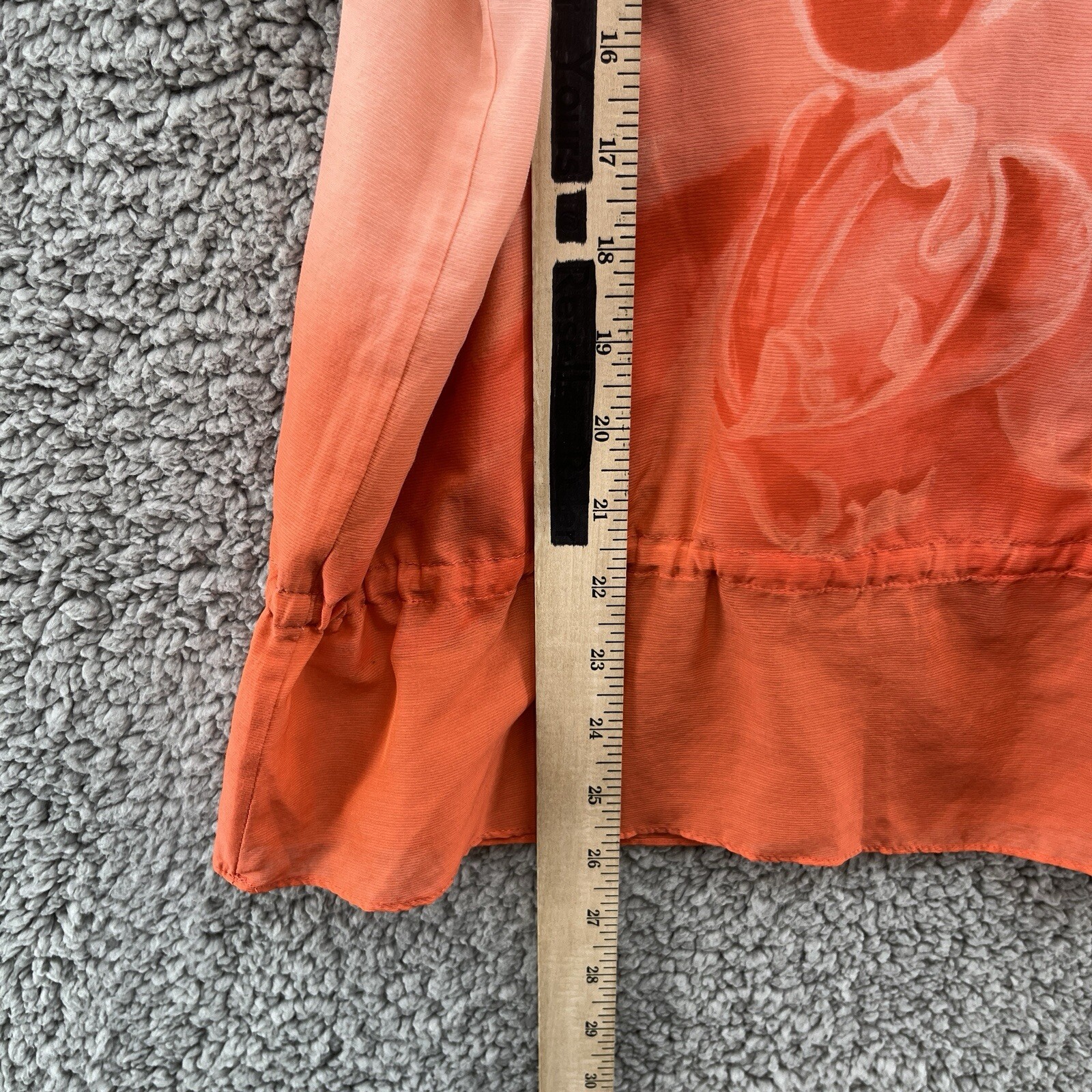 Tori Richard Blouse Womens 0 Orange Ombre Colorful Ruffle Hem Hana Peasant Top