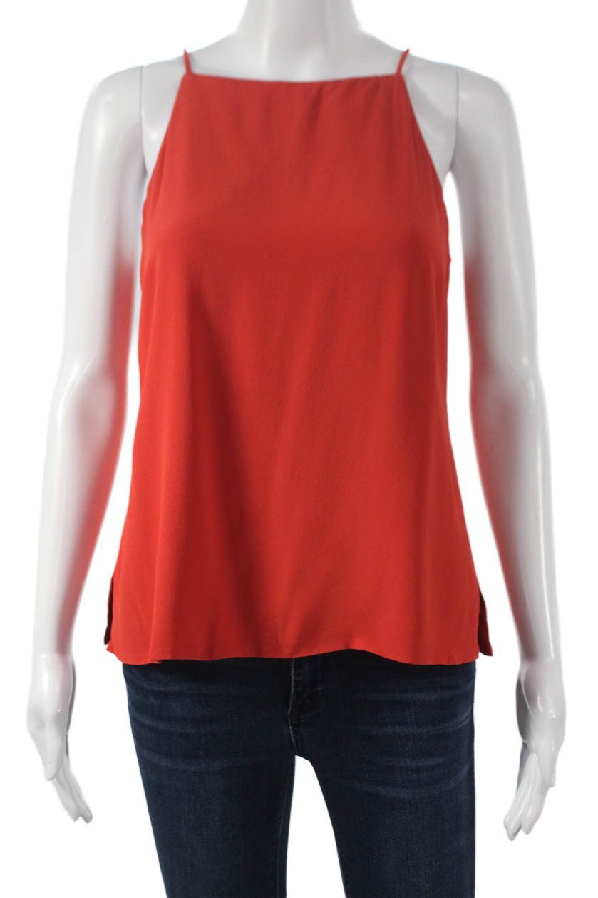 M.M. Lafleur Women Sleeveless Camisole Blouse Square Neck Orange Zip Size 6