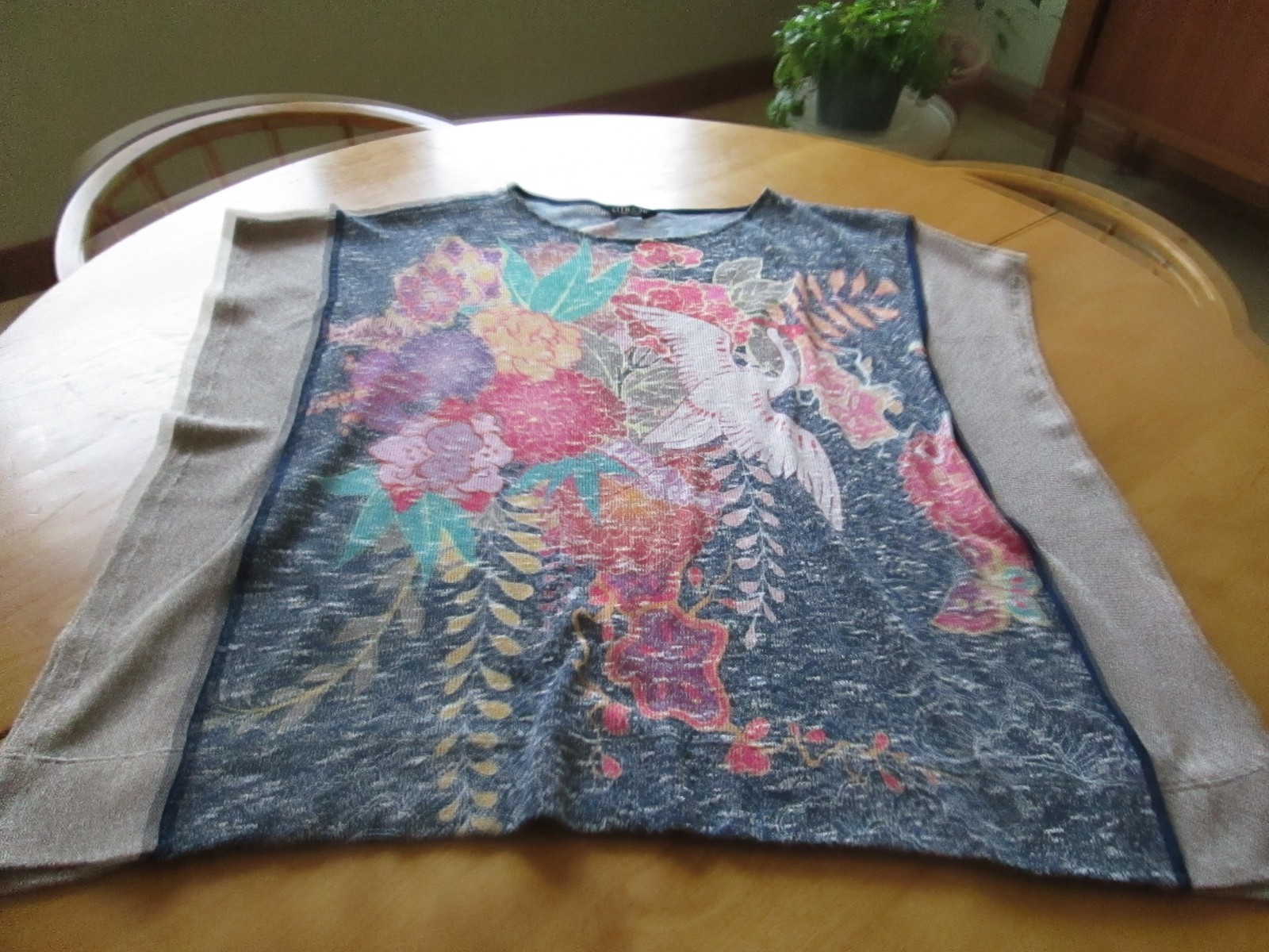 Citron Santa Monica Vintage ASIAN PONCHO Style Early Knit Top Big XL