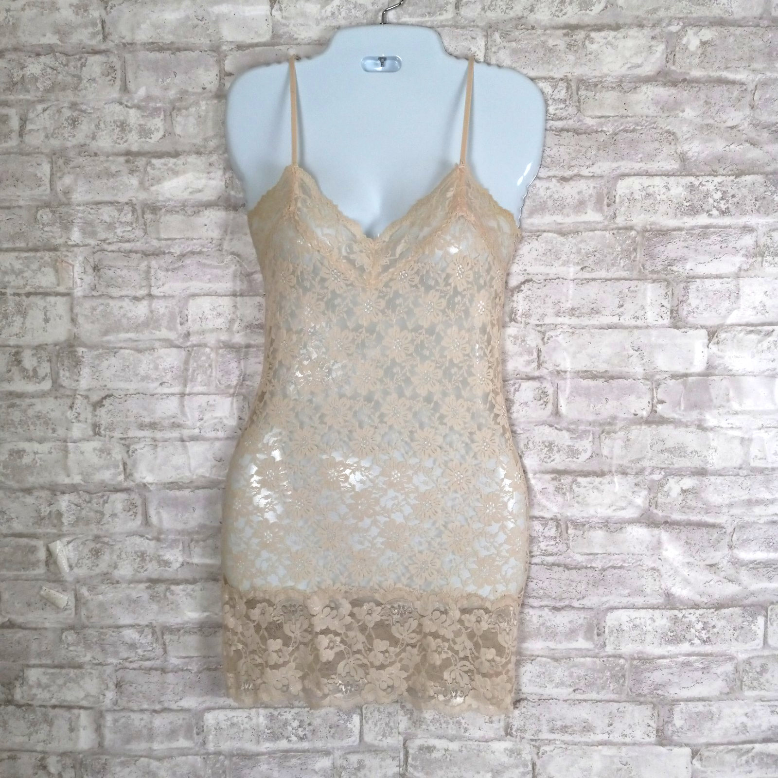 Wet Seal Lace Slip Dress Camisole Small Ivory Y2K Sheer Mesh Whimsy Fairycore