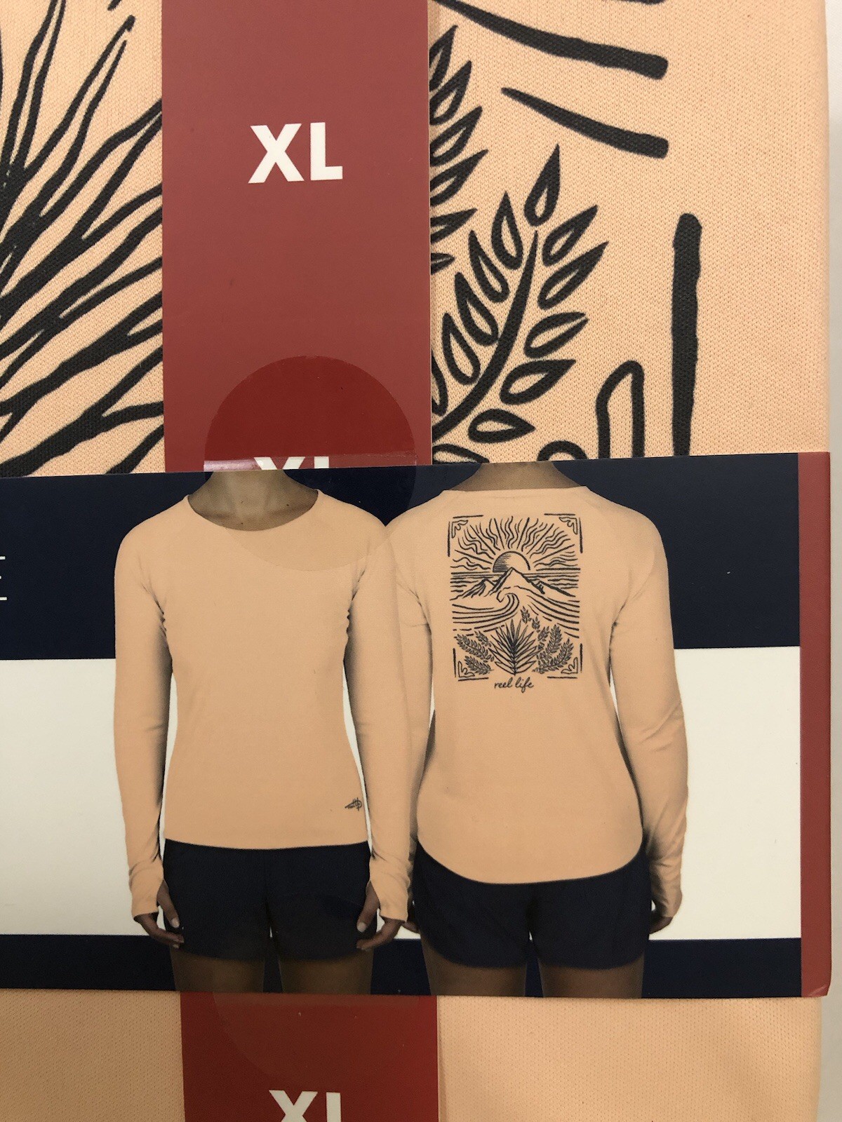 Reel Life 1-Pack Jax Beach Long Sleeve UV Protective Women’s Shirt Peach Size XL