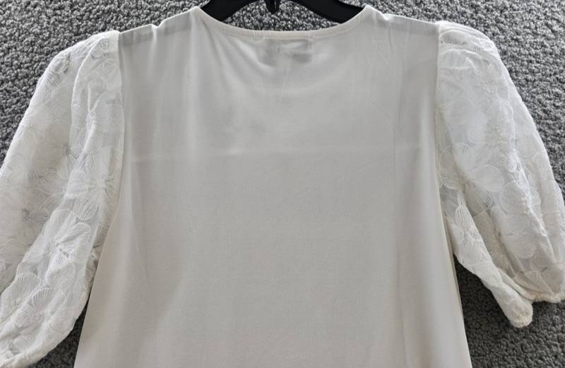 CeCe Embroidered Floral Lace Top Women’s S White Crew Neck Short Sleeve Pullover