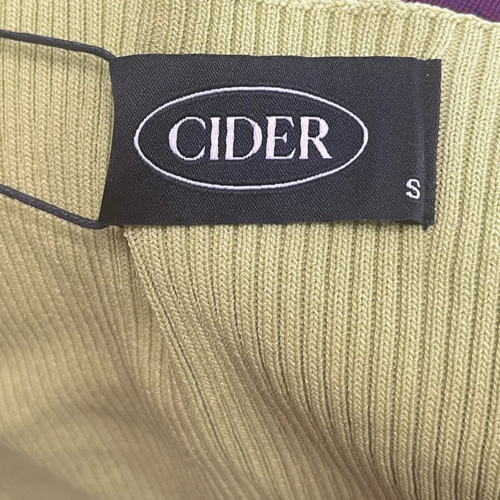 NWT CIDER Olive Green Ring Detail Ribbed Knitted Top Women’s Size Small