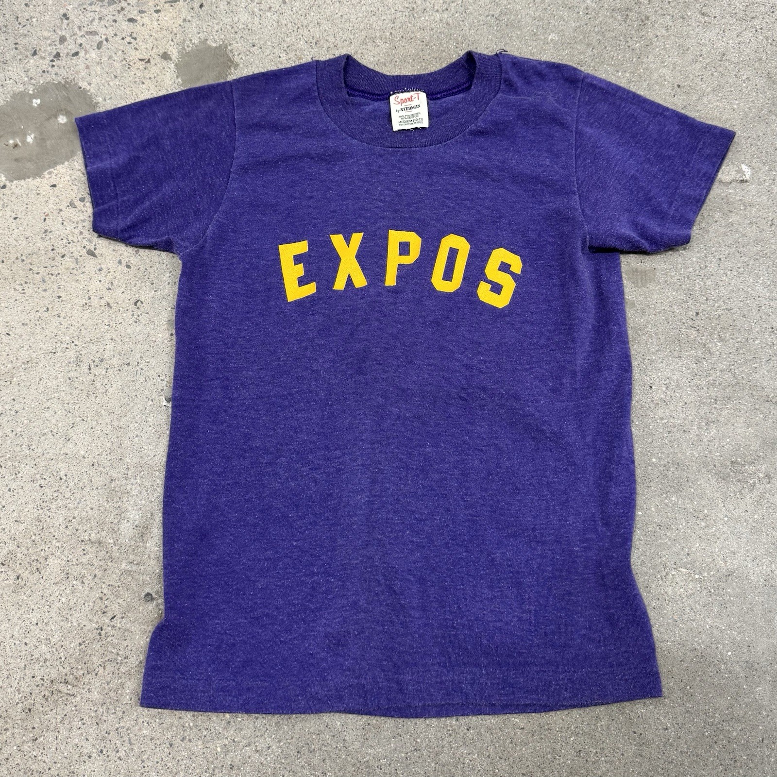 Vintage 70s 80s “Expos” Baby Tee Purple T Shirt Womens Small Grunge