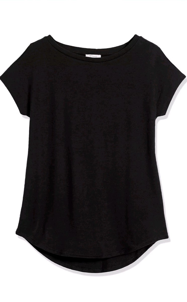 Daily Ritual Women’s Black Boat Neck Short Sleeve Shirt Size XXL