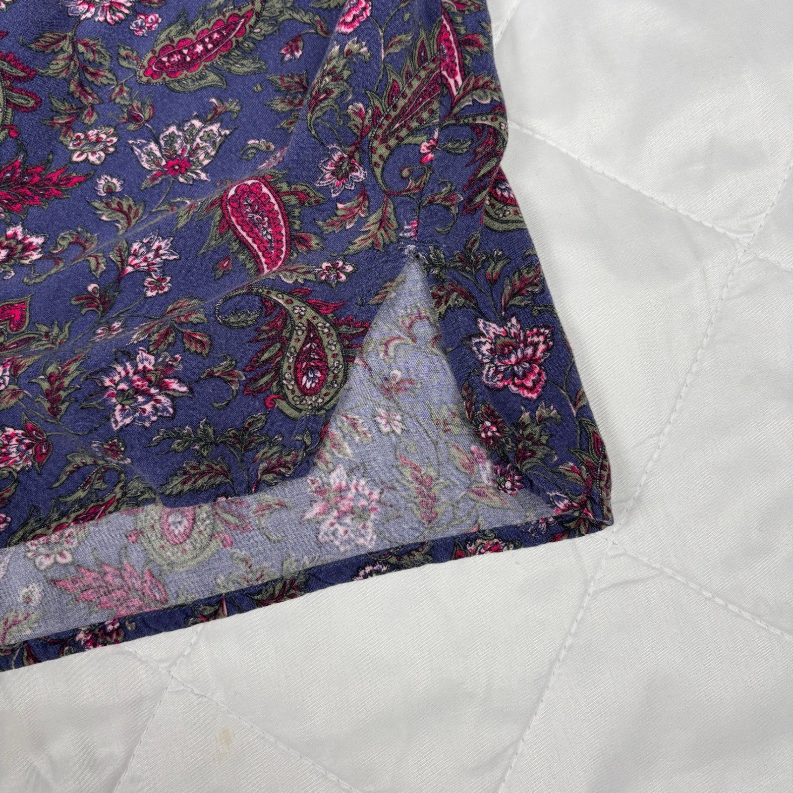 Faded Glory 2X Paisley Floral Peasant Top Peri Night Blue Boho Cottagecore Rayon