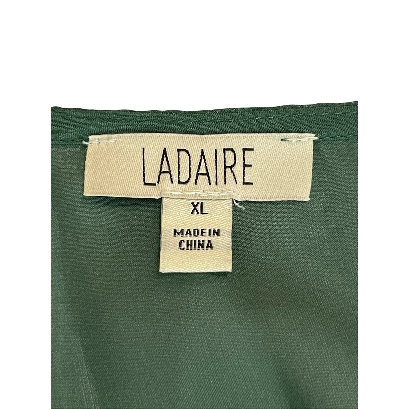 Ladaire 100% Silk Sheer Twist Front Blouse Emerald Green XL