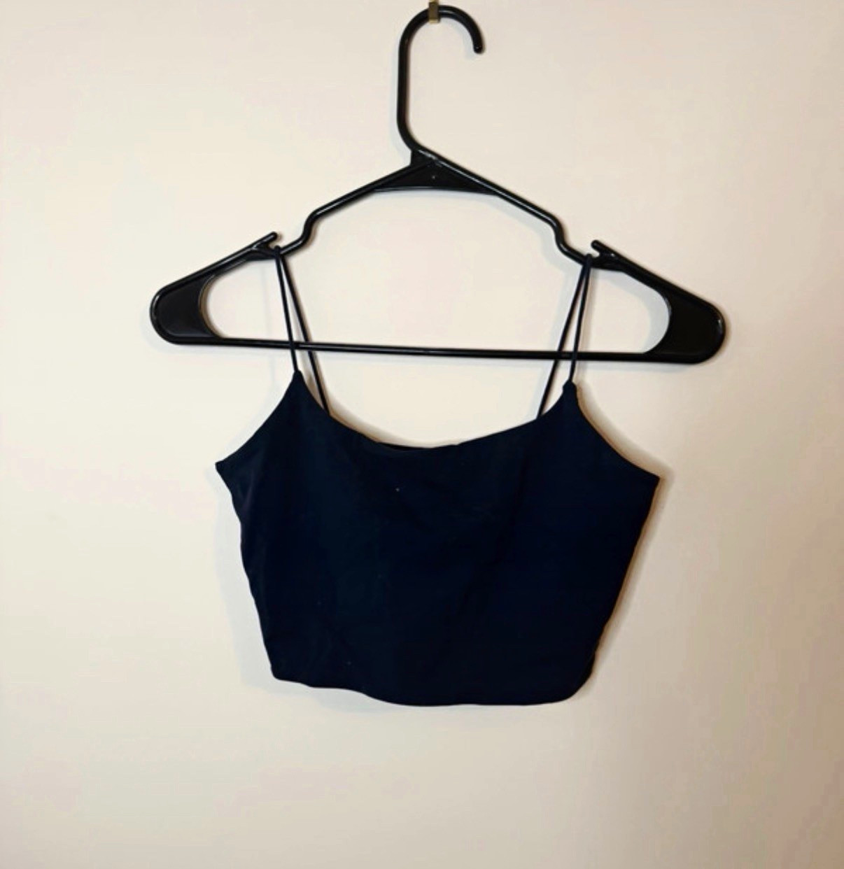 Garage Womens Black Cropped Cami Top Spaghetti Strap Solid Minimalist Stretch