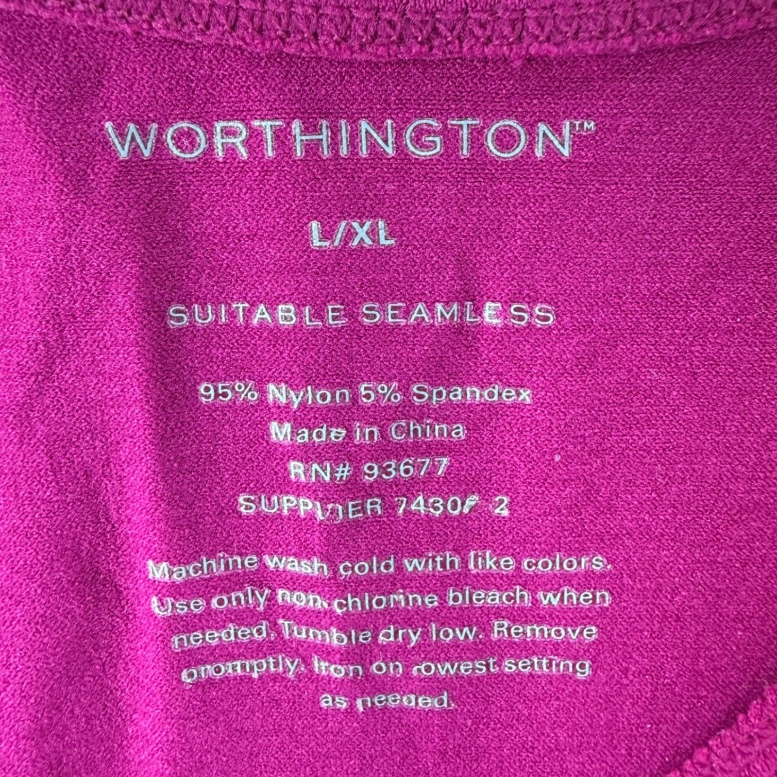 Worthington Suitable Seamless Tank Top Magenta Purple Scoop Neck L/XL Athleisure