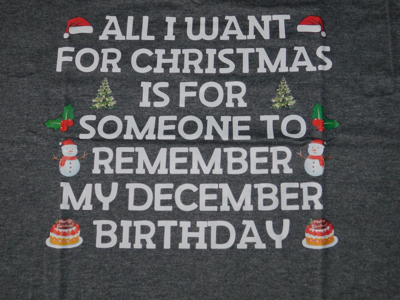 Womens December Birthday T Shirt Large T Shirt Gray V Neck