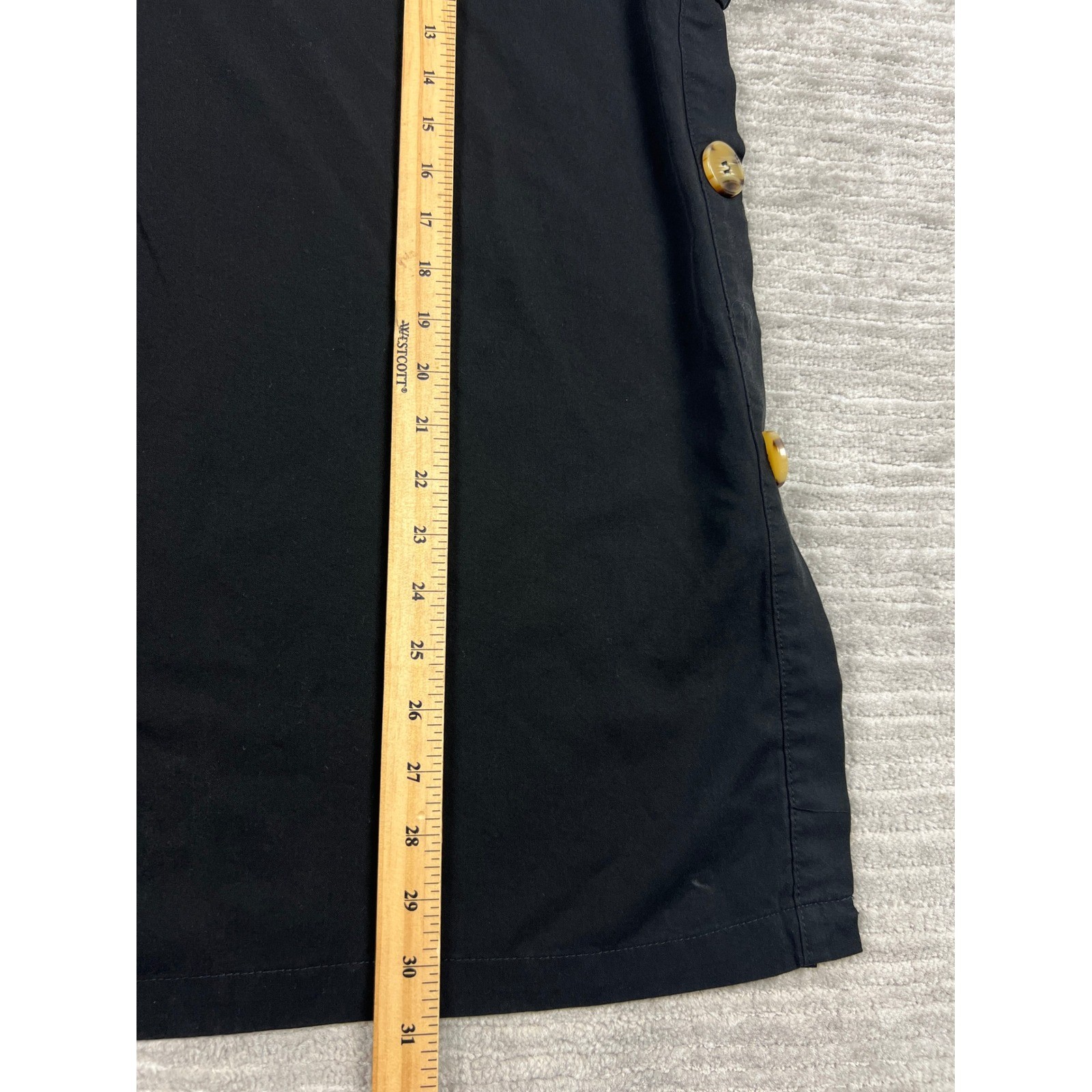 Perfectly Priscilla Blouse Women 3XL Black Tencel V-Neck Side Button HT1007PD