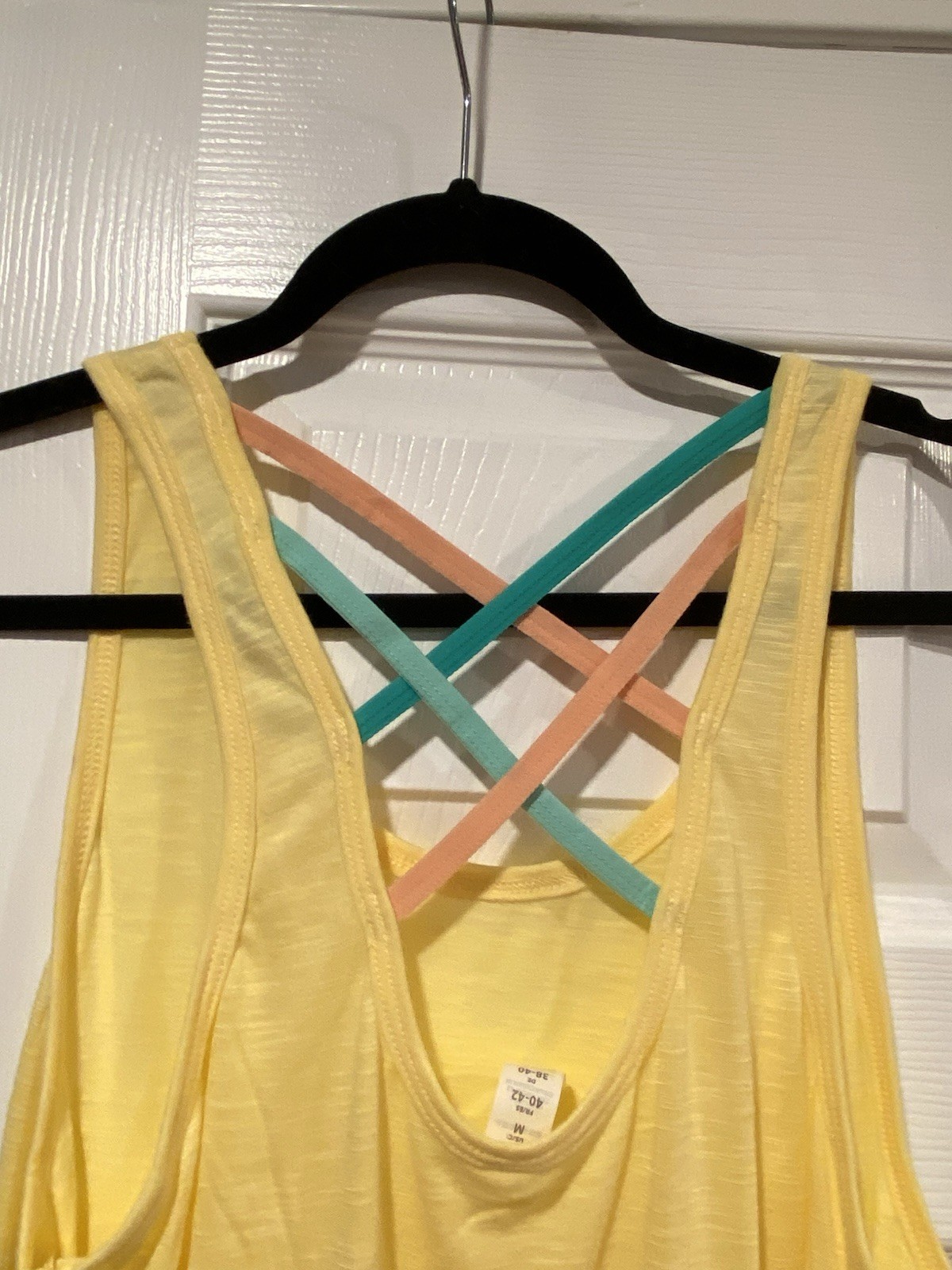 NWT Marika Size M Yellow Criss Cross Open Back Strap Scoop Neck Tank Top