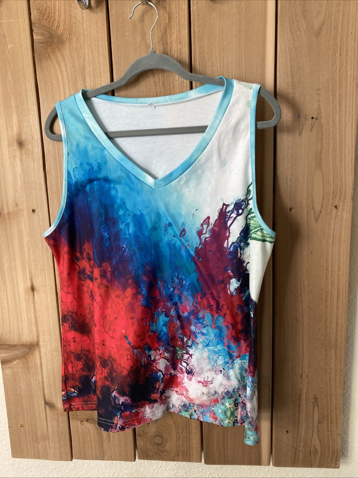 Blue Multicolor Sleeveless Top Size l NWOT