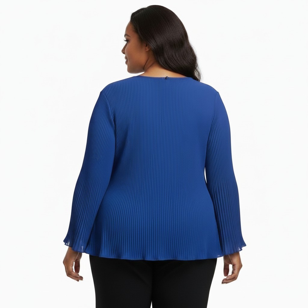Avenue 30/32 NWT Blouse Blue Crinkle Boho Bell Flutter Flowy *Factory Sealed*