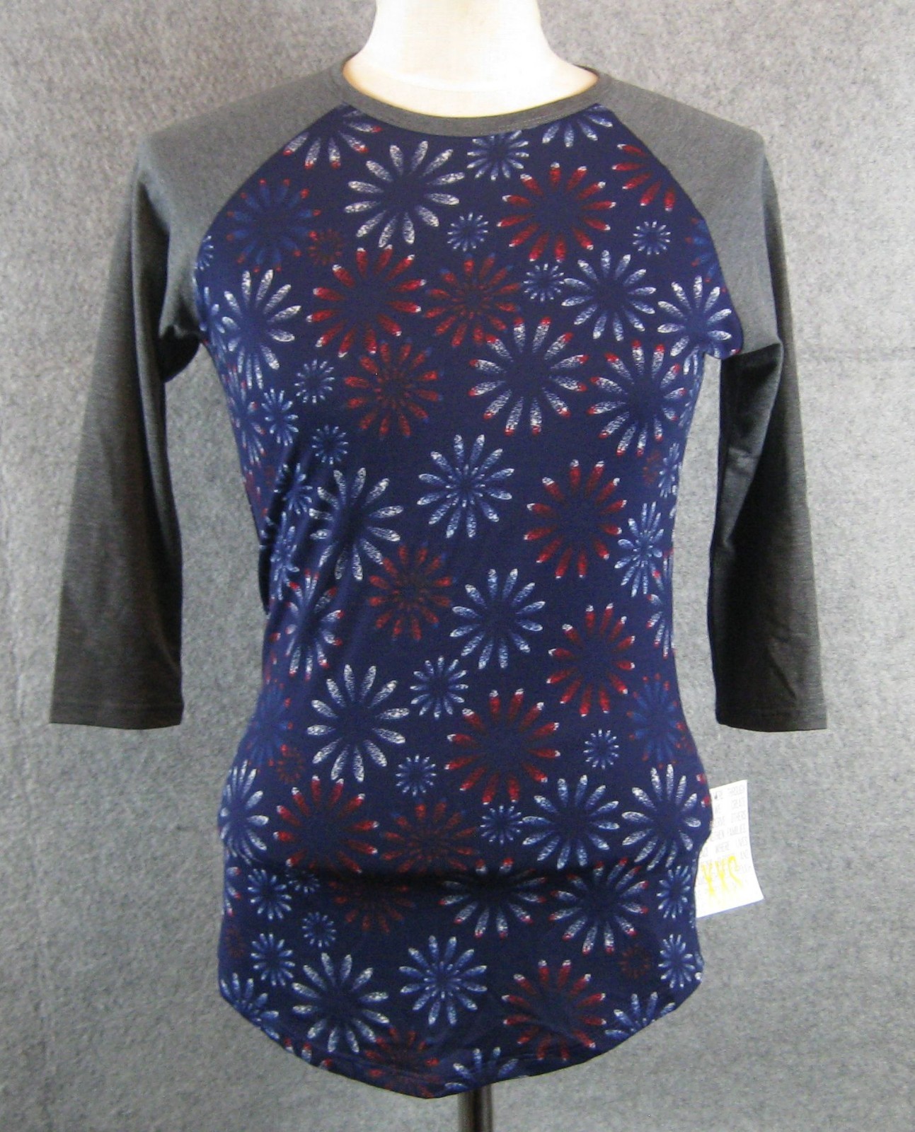 LuLaRoe Randy Top XXS Blue Red White Patriotic Fireworks