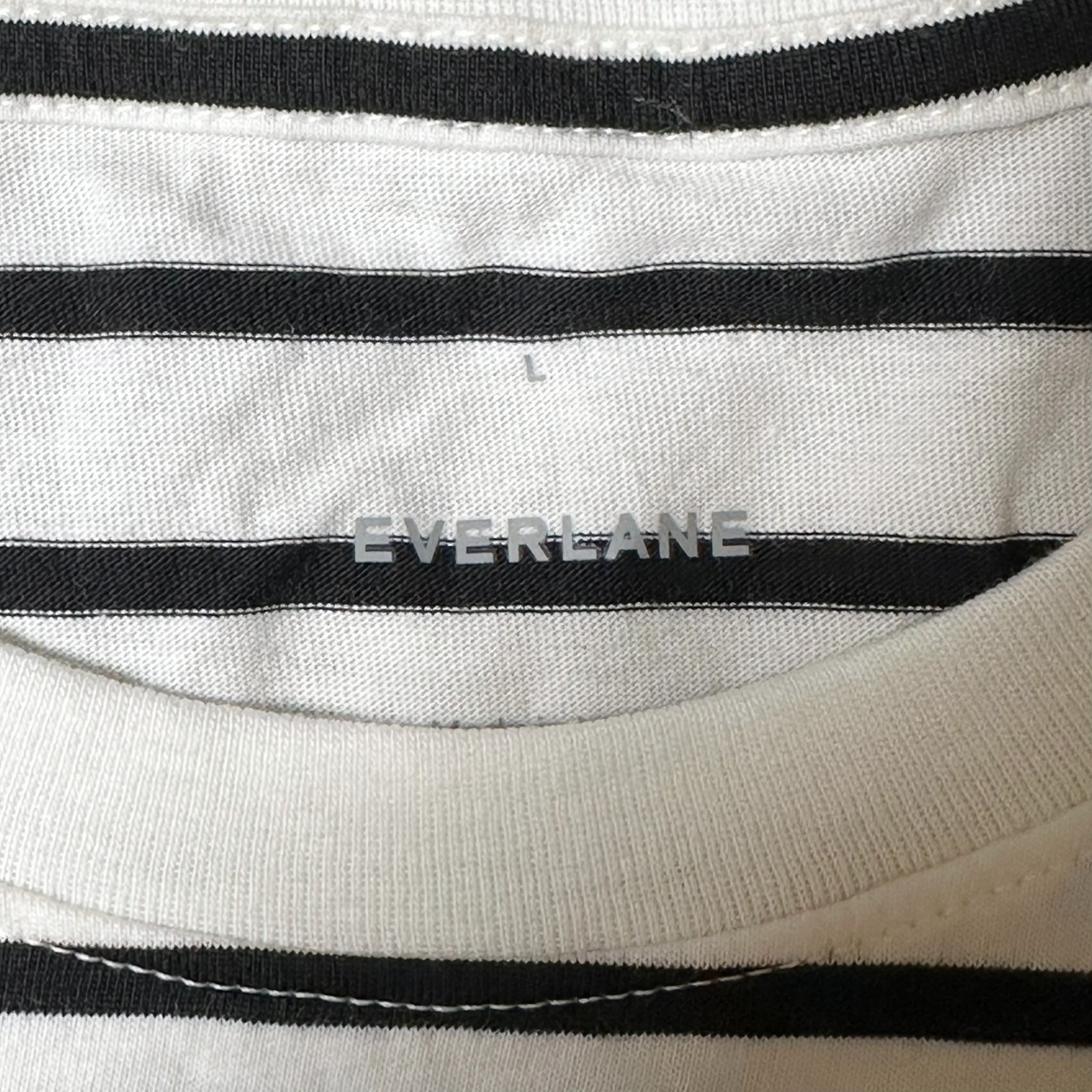 Everlane Box-Cut Tee Essential Cotton Womens L White Black Striped NWOT