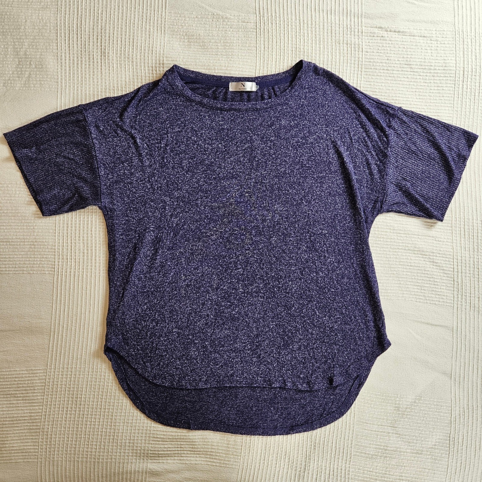 Natori Purple Speckled Knit Dolman Sleeve Relaxed Tunic Top Indie Sleaze Women M