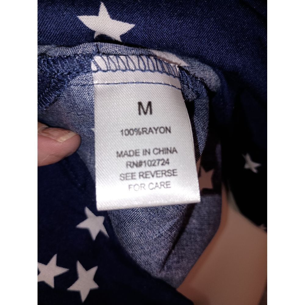 Grand and Greene Women’s Patriotic Stars Sz M Button Down Blouse 4th of July