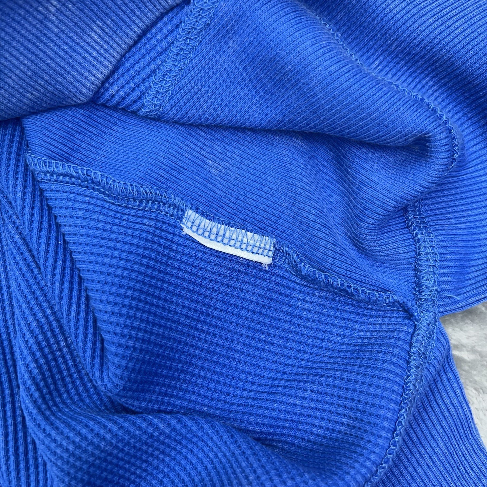 SEVEN7 Waffle Knit Sweater Womens Small Blue Long Sleeve Thumbholes Crewneck Top