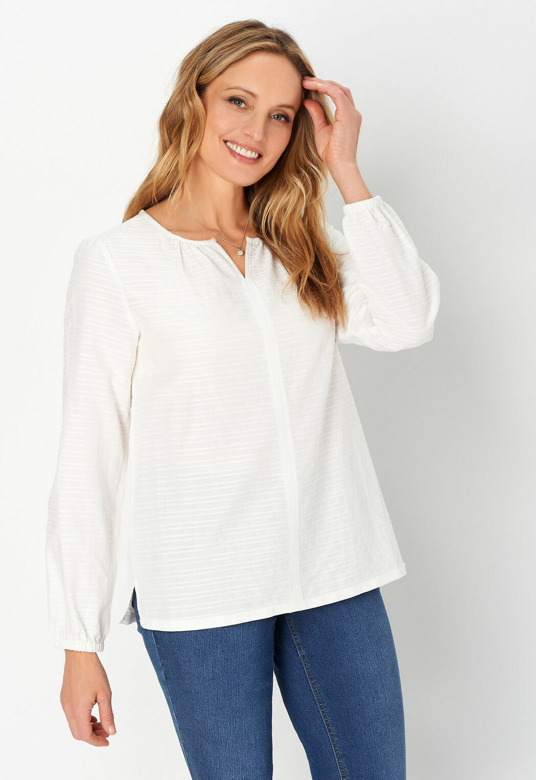 New! Christopher Banks, 4328, Textured, Solid White Blouse, Small