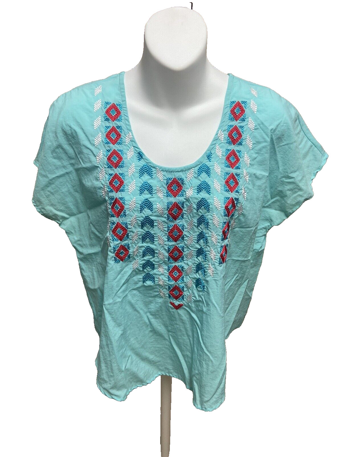 Cowgirl Up Womens Western Shirt Size Small Embroidered Blue Top Short Sleeve