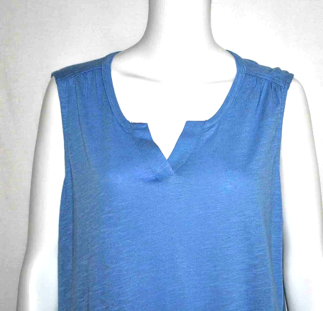 Denim& Co Naturals Petite Linen Slub Jersey Tunic, Riviera Blue, X-Large A398931