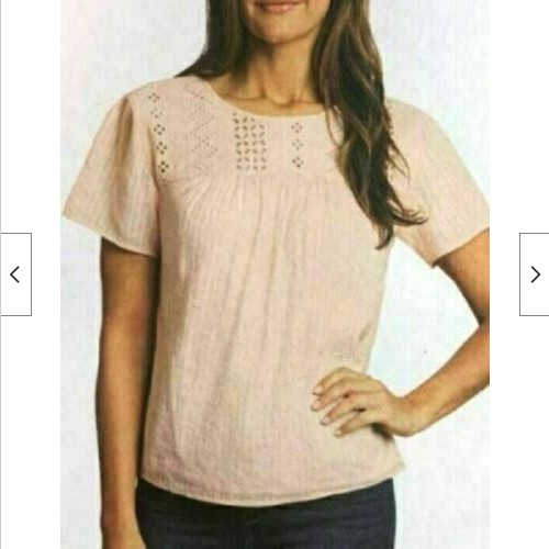 Ella Moss Women’s Eyelet Ruffle Sleeves Keyhole Blouse (CAMEO ROSE, SMALL) NWT