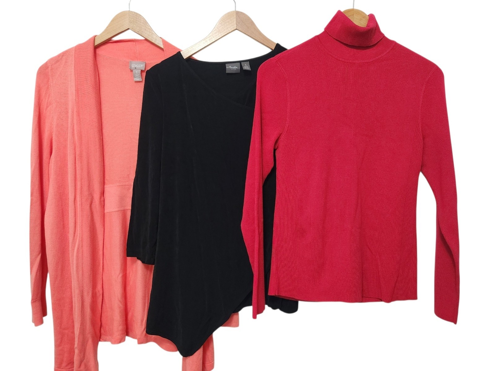 Lot Of 3 Chico’s Womens Tops Sweaters Size 1 Knit Fall Winter Casual Career Med