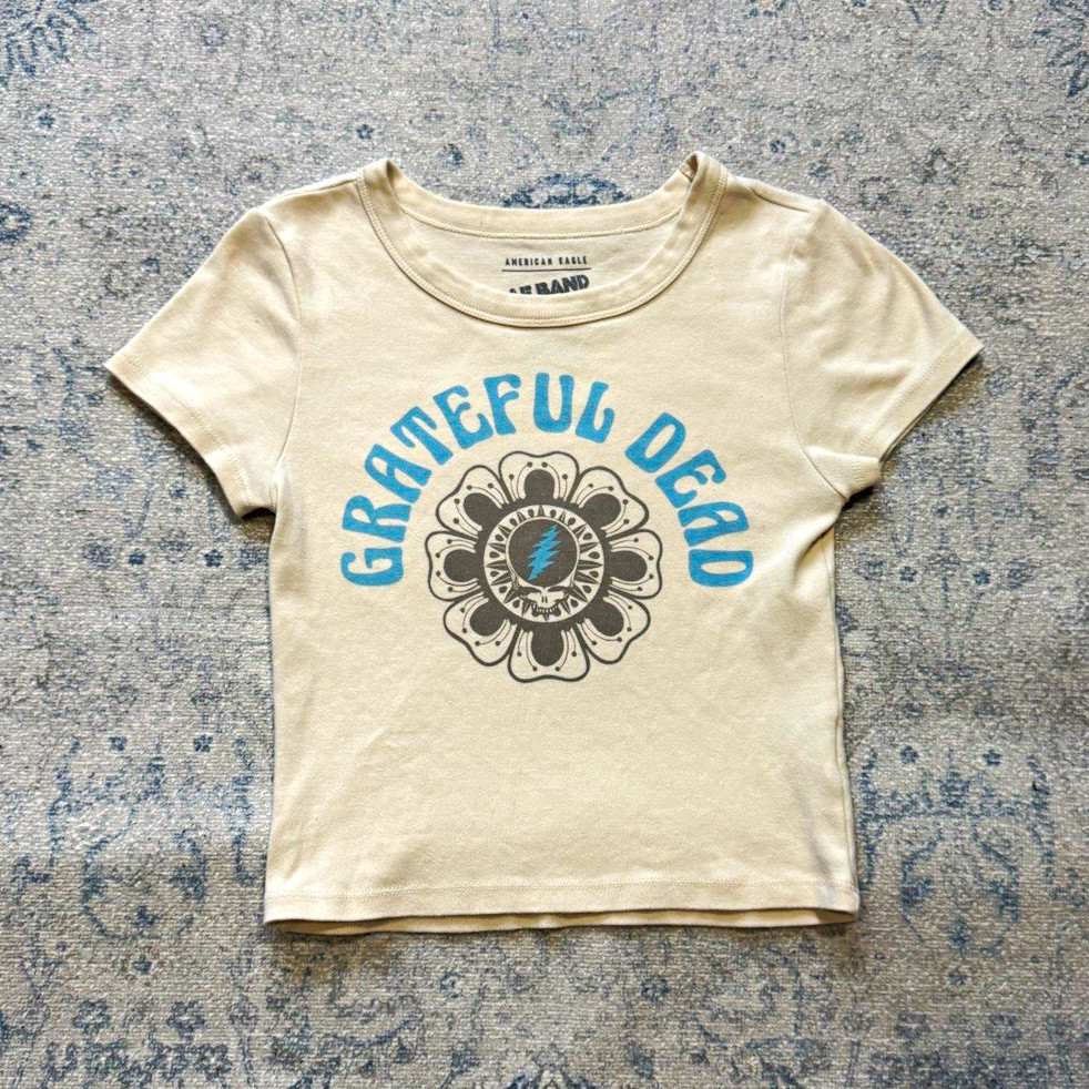 American Eagle Grateful Dead Graphic Print Cotton Crew Neck Tee M Beige