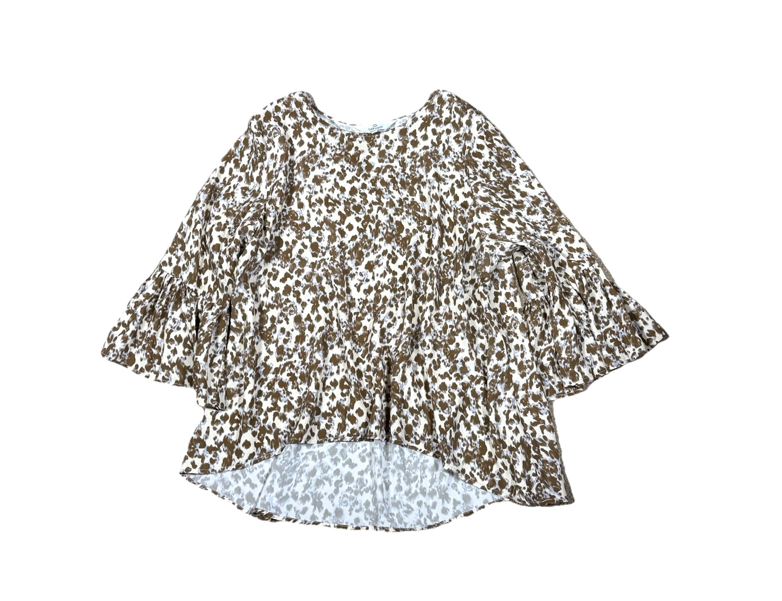 La Roque One Size Fits All Tunic Animal Print Bell Sleeve Silk Blend Top Loose