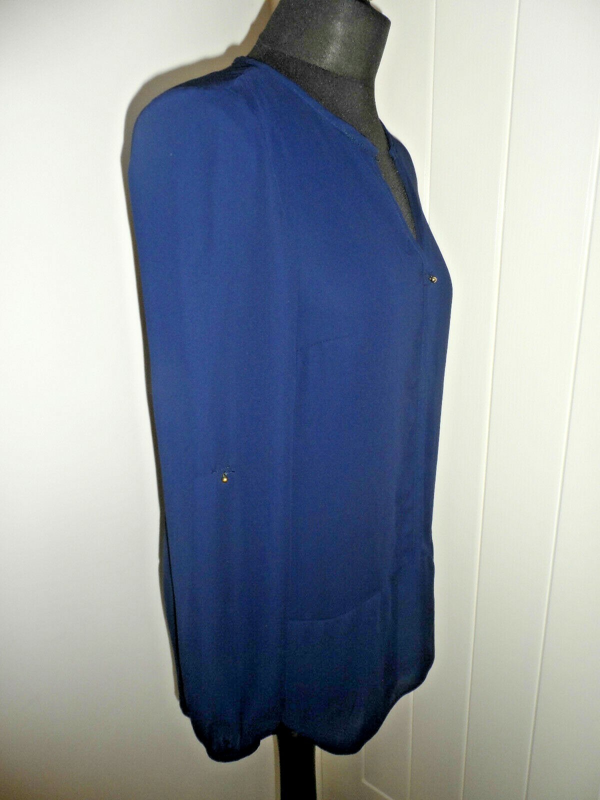 F&F Navy Blue Chiffon Long Sleeve Tunic UK 8-10 *in exc cond*