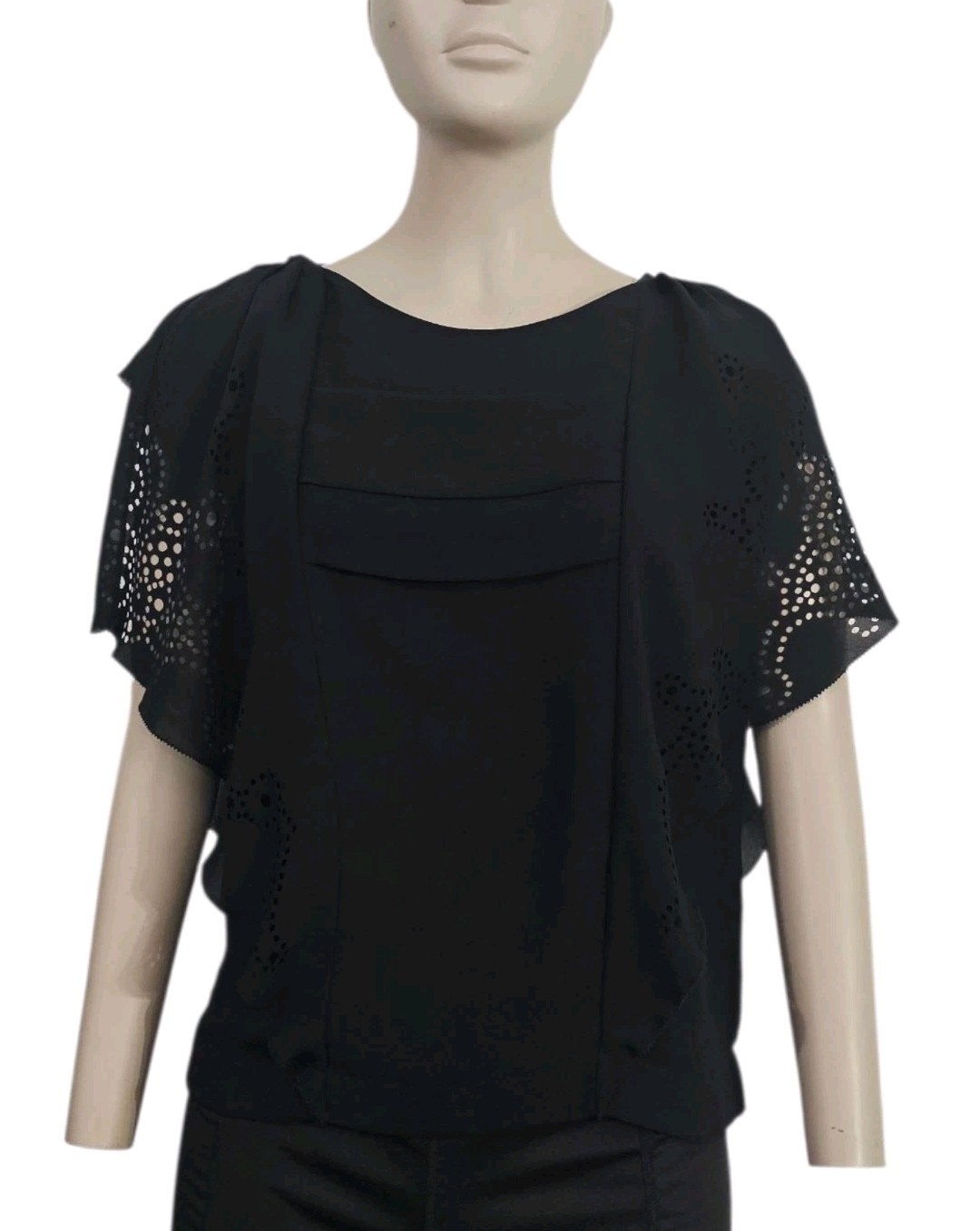 Comptoir des Cotonniers Women’s Top Sz 40 M/L Black Blouse Bohemian Boho