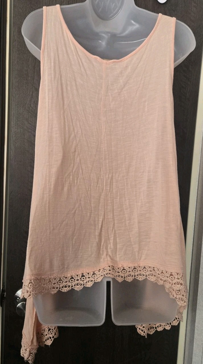 SWEET CLAIRE PEACH ASYMMETRICAL TUNIC TOP RAYON