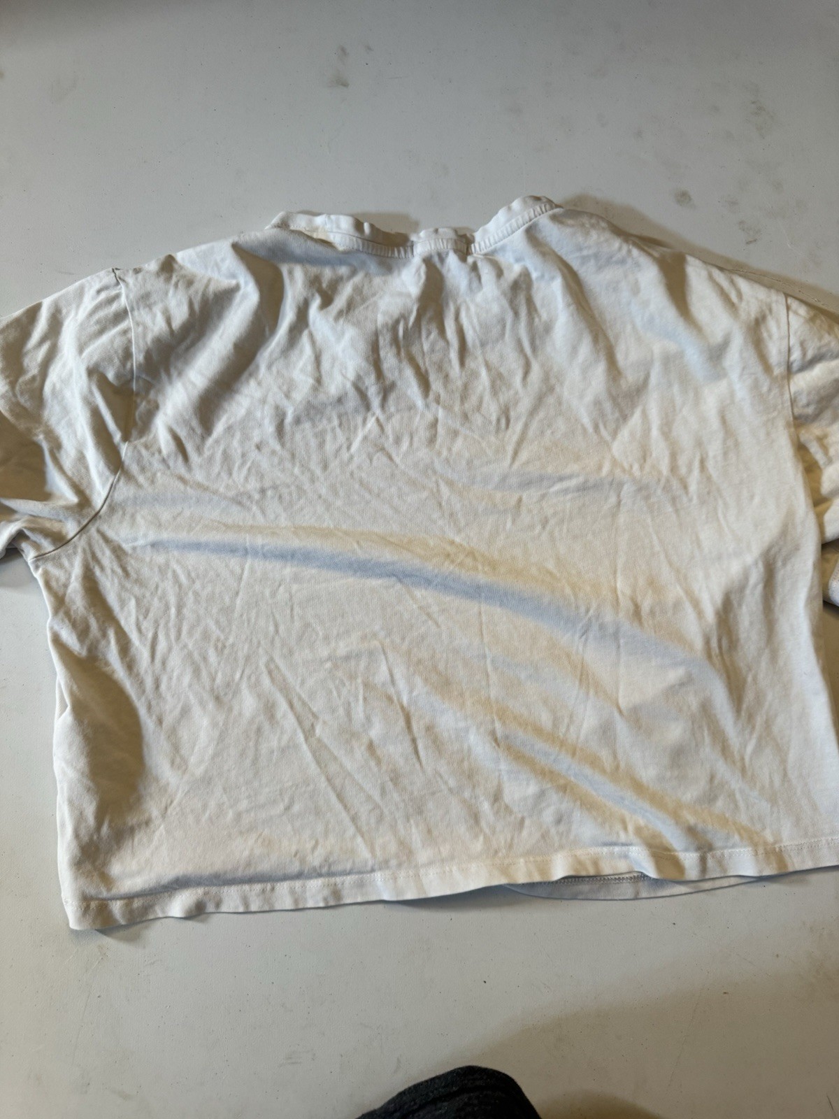 Ardene size medium crop white tee. With butterfly design.