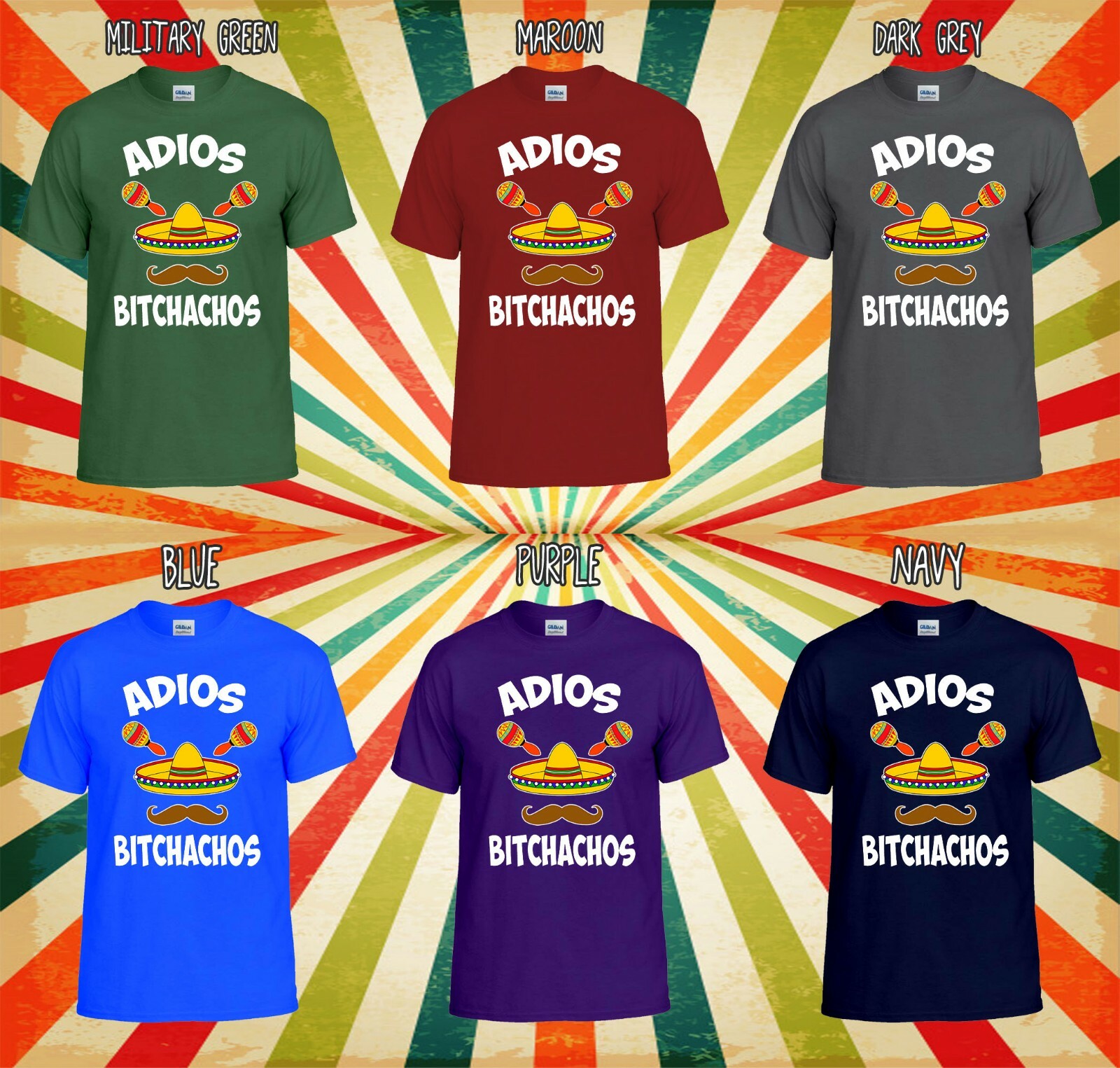 ADIOS Bitchachos Mexican Moustache Men Women Vest Tank Top Unisex T Shirt 2174