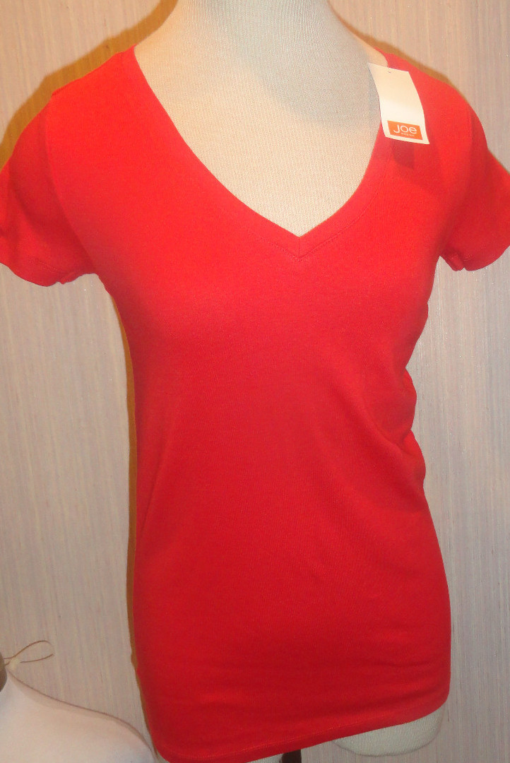 Ladies Joe Fresh Red V-Neck Short Sleeve T-Shirt Sizes XS, S, L, XL