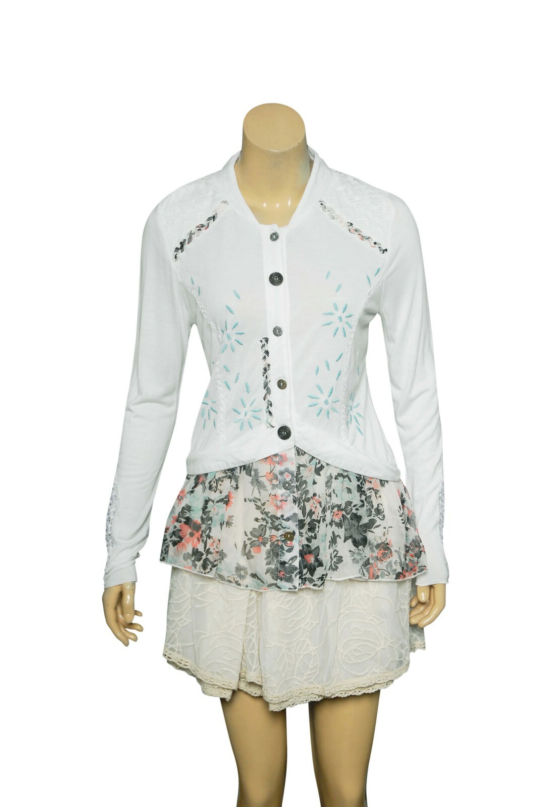 Joe Browns Floral Top S 6 Women Casual Embroidered Printed Boho Blouse NEW 23401