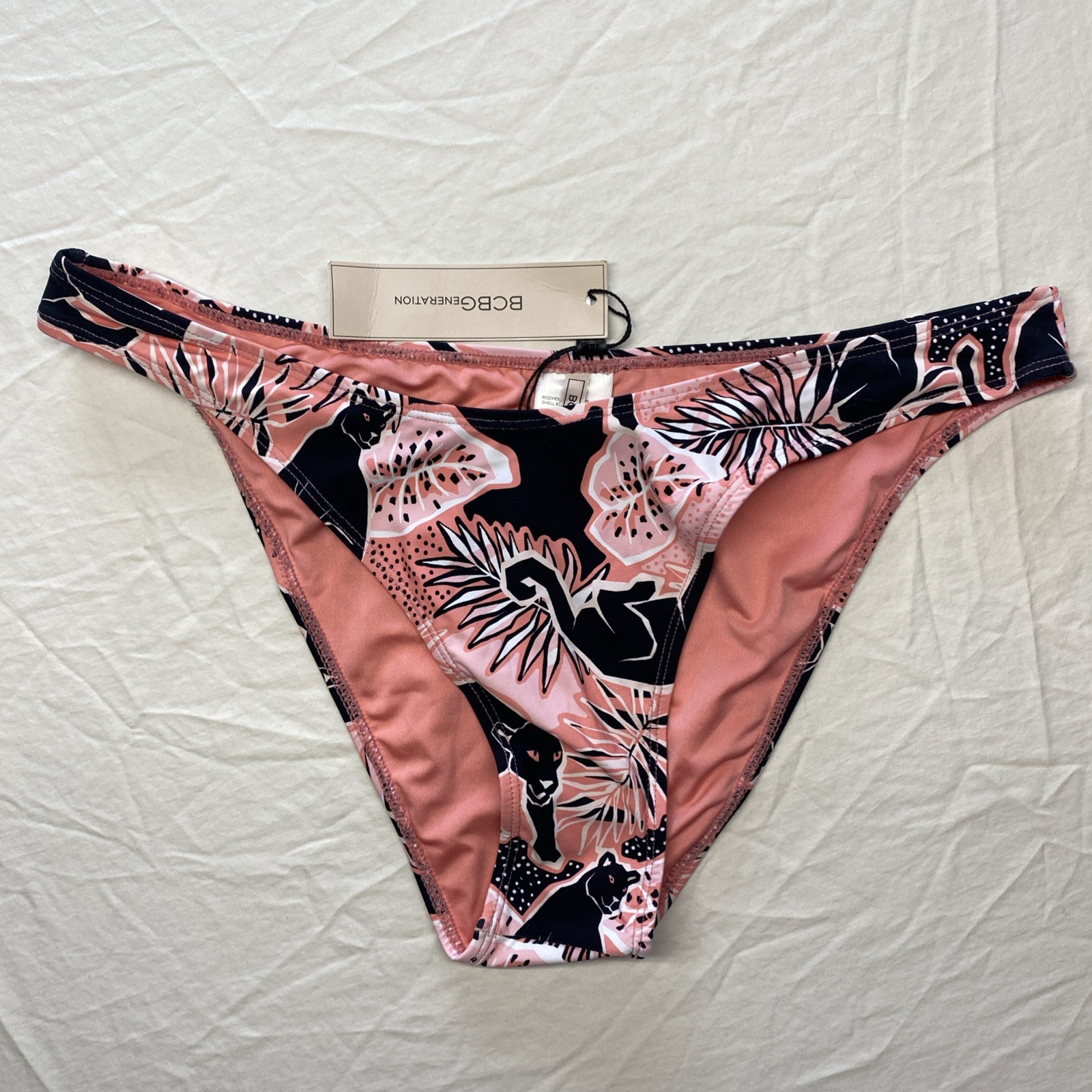 BCBGeneration Your Tracks Printed High Waisted Scoop Swimsuit Large NWT
