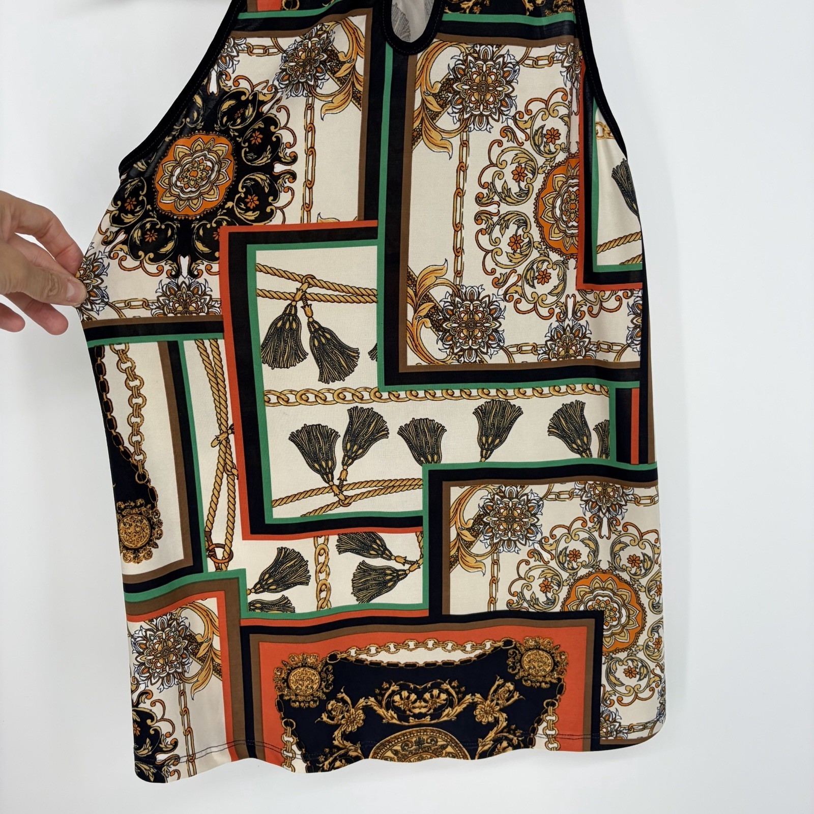 Lavish Sleeveless Tank Blouse S Old Money Maximalist Corporate Career Work Retro