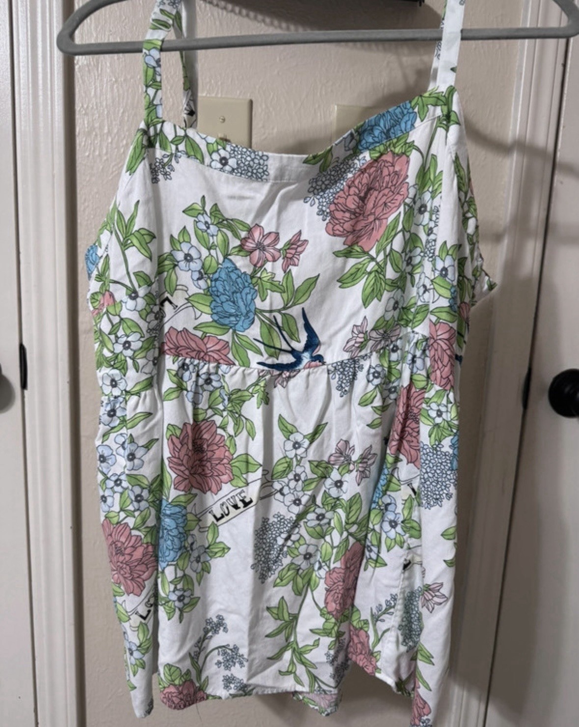 Torrid White Multicolor Floral Square Neck Adjustable Strap Cami Top Plus 2