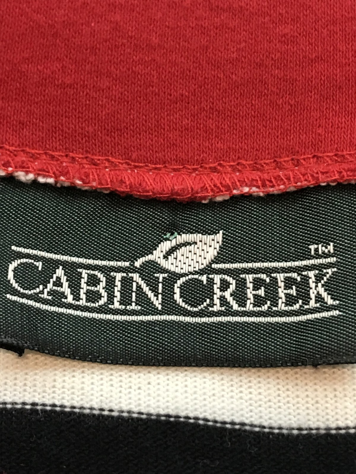 Vintage. Cabin Creek Black & White Striped Short Sleeve Tee Split Round Neckline