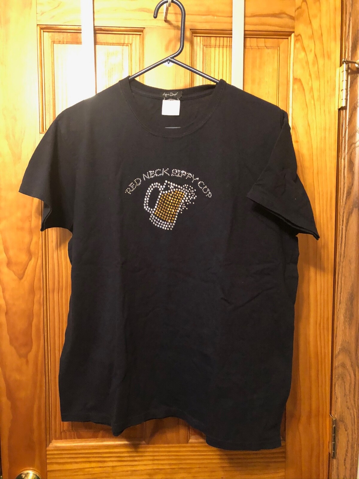 *NEW* Lyn Dorf Cotton Tee Shirt w/Rhinestones – Red Neck Sippy Cup/Beer Mug – XL