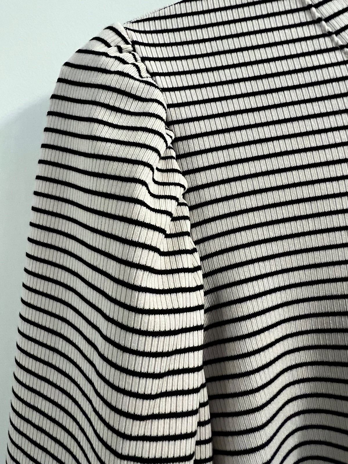 Modern Works Tan and Black Stripe Stretch Ribbed Pullover Top Size 1X NWTS
