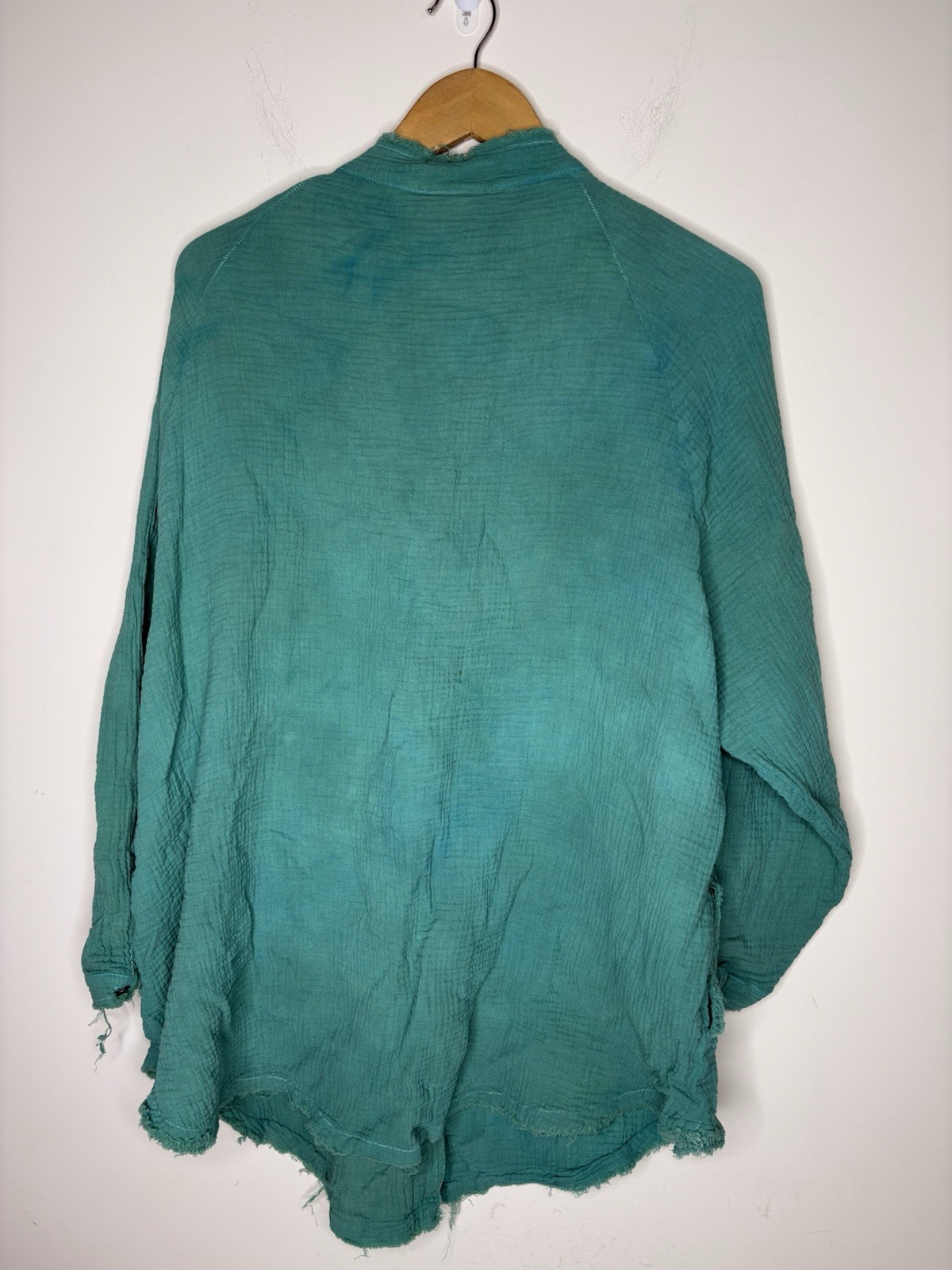 Arula Womens Size X 10/12 Crinkle Cotton Button Up Shirt Long Sleeve Relaxed Fit