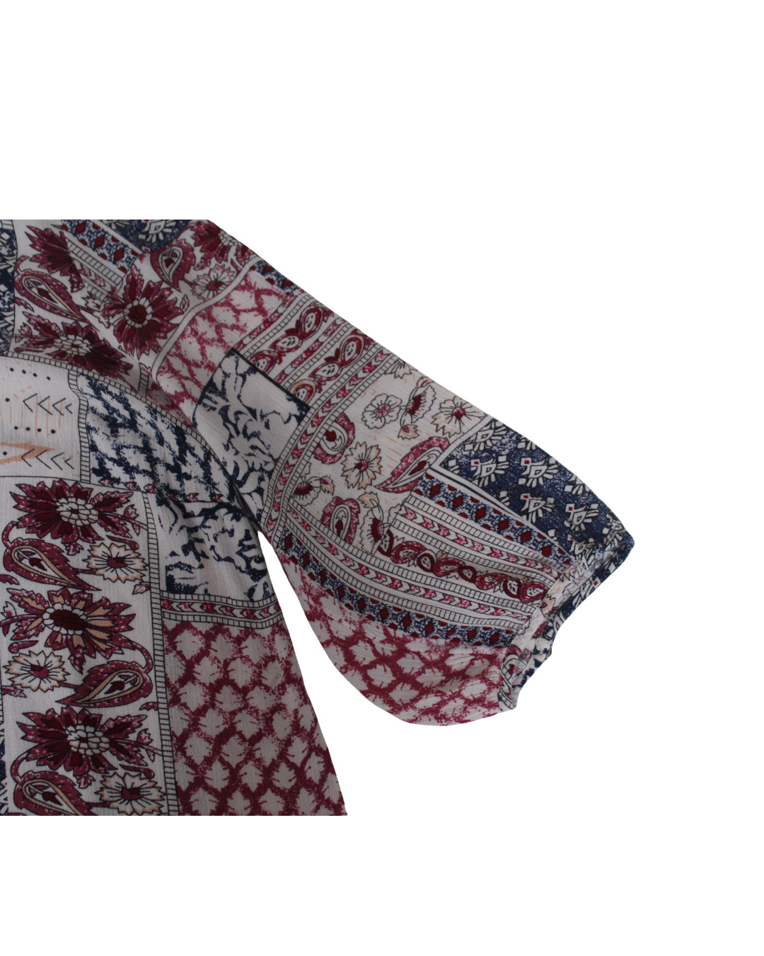 Catherines Women’s Plus Size Patchwork Print Peasant Boho Tunic Top 3/4 Sleeve